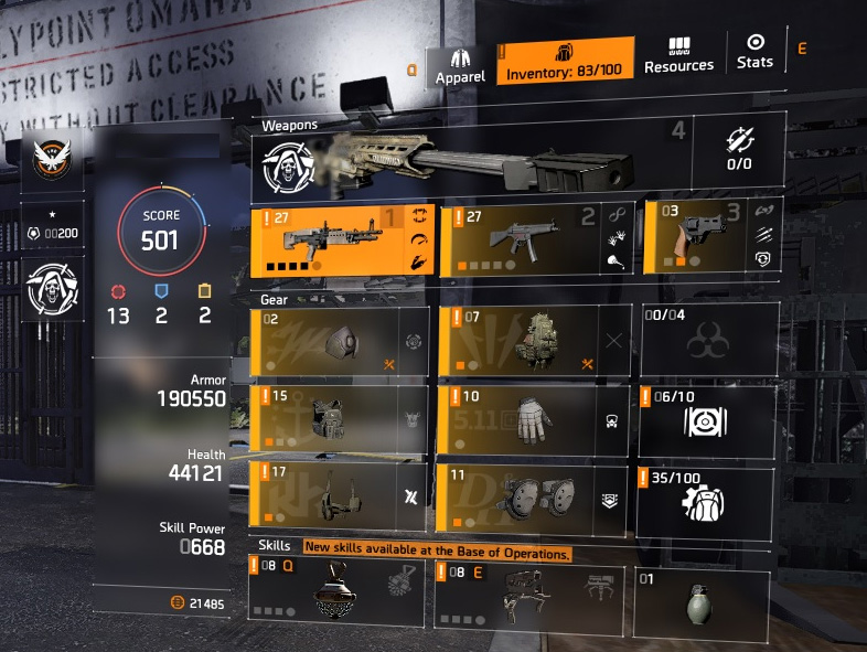 HIGH END DIVISION 2 PC ACCOUNT, LEVEL 30 and 501+ GEAR SCORE (TIER WORLD 5 READY)-exljwtw-jpg