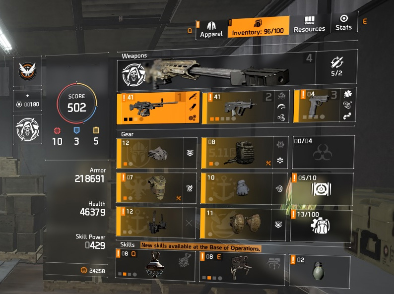 HIGH END DIVISION 2 PC ACCOUNT, LEVEL 30 and 502+ GEAR SCORE (TIER WORLD 5 READY)-rfvvax1-jpg