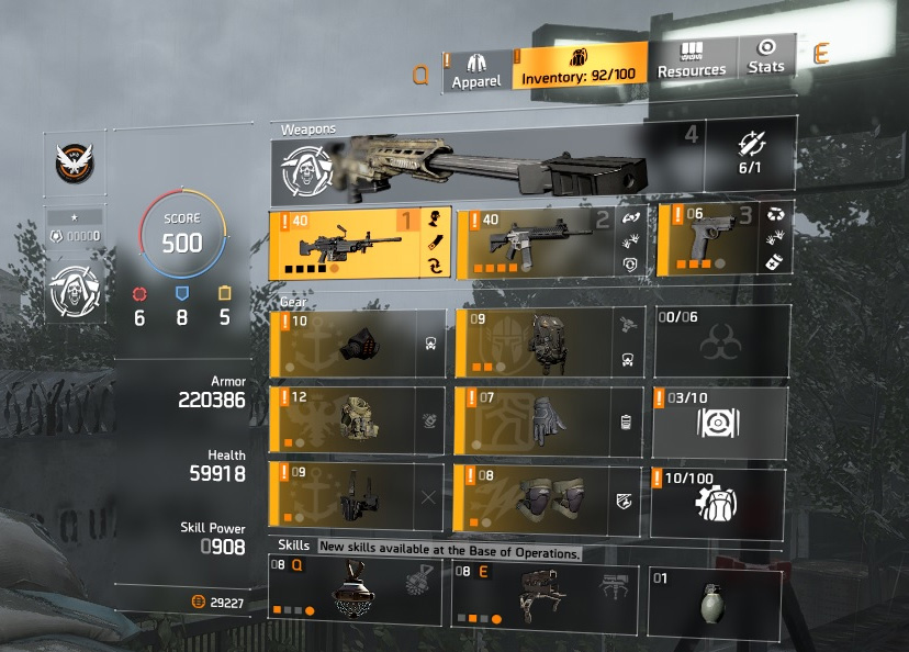 HIGH END DIVISION 2 PC ACCOUNT, LEVEL 30 and 500 GEAR SCORE (TIER WORLD 5 READY)-svgzqs6-jpg