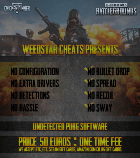 Weedstar cheats presents : Best PUBG No recoil | no spread | no sway | no bullet drop-weedstarcheats_poster-1-gif