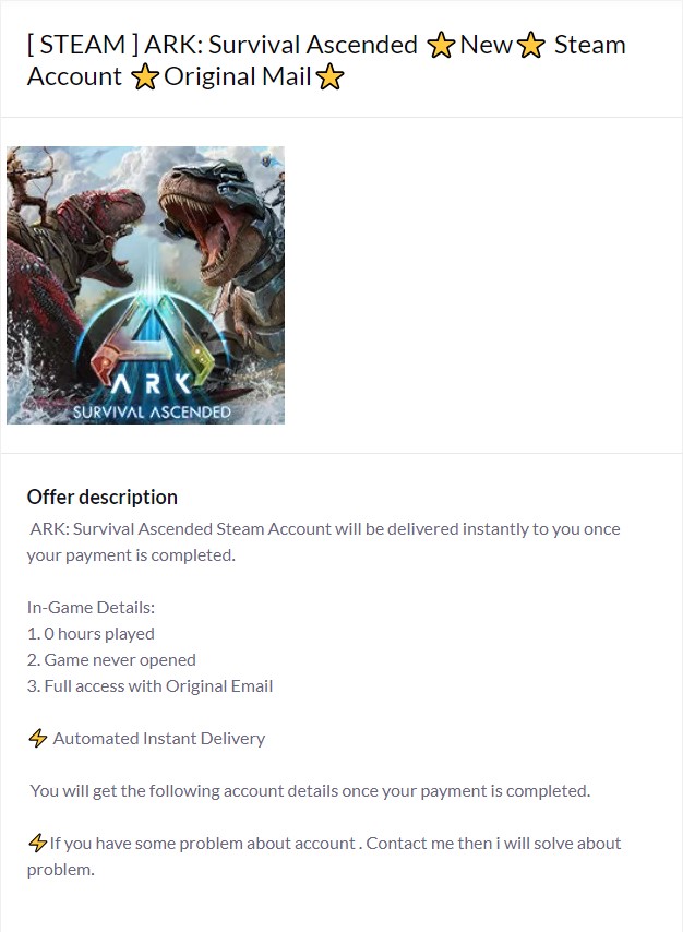 ARK Survival Ascended Accounts [16$ p/acc]  [FRESH/0 HOURS/NEW]-account-jpg