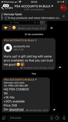 psn accounts list