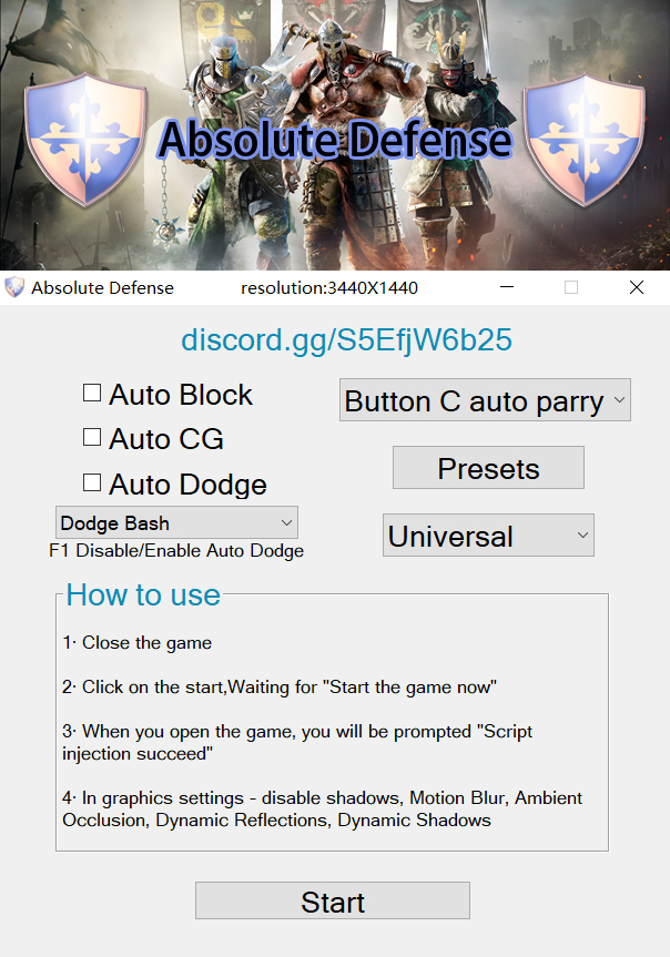 For Honor [Absolute-Defense] Auto block\Auto parry\Auto CG\Auto dodge-menu-jpg