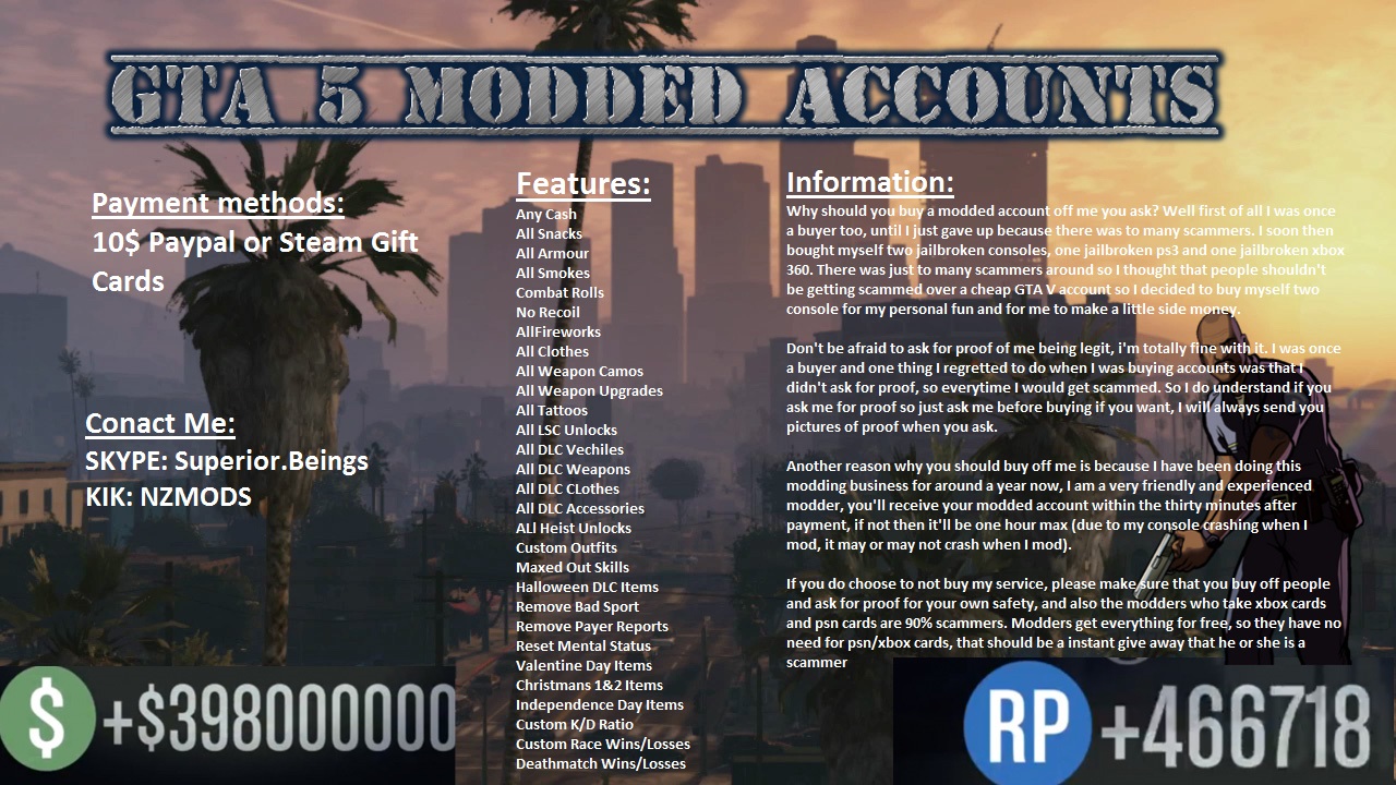 [Free Mod Menu] Modded Gta V Accounts/Free Anti-Ban (LEGIT WITH PROOF) ALL CONSOLES!-gta-v-mods-2-jpg