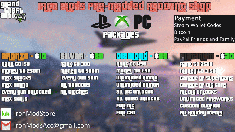 (25% OFF) ALL PLATFORMS - GTA V Online Pre-Modded Accounts! Two-Time Warranty-gta-v-ad-gif