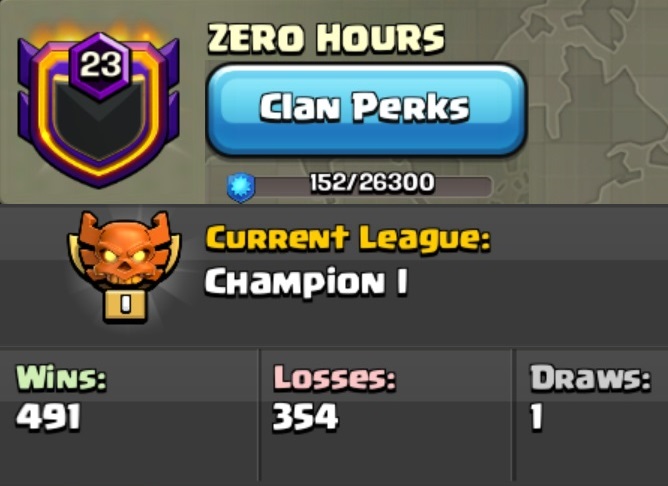 Clan level: 23| Name: ZERO HOURS | League: Champion 1| Fast delivery-23_zero-hours_champion1_2-jpg