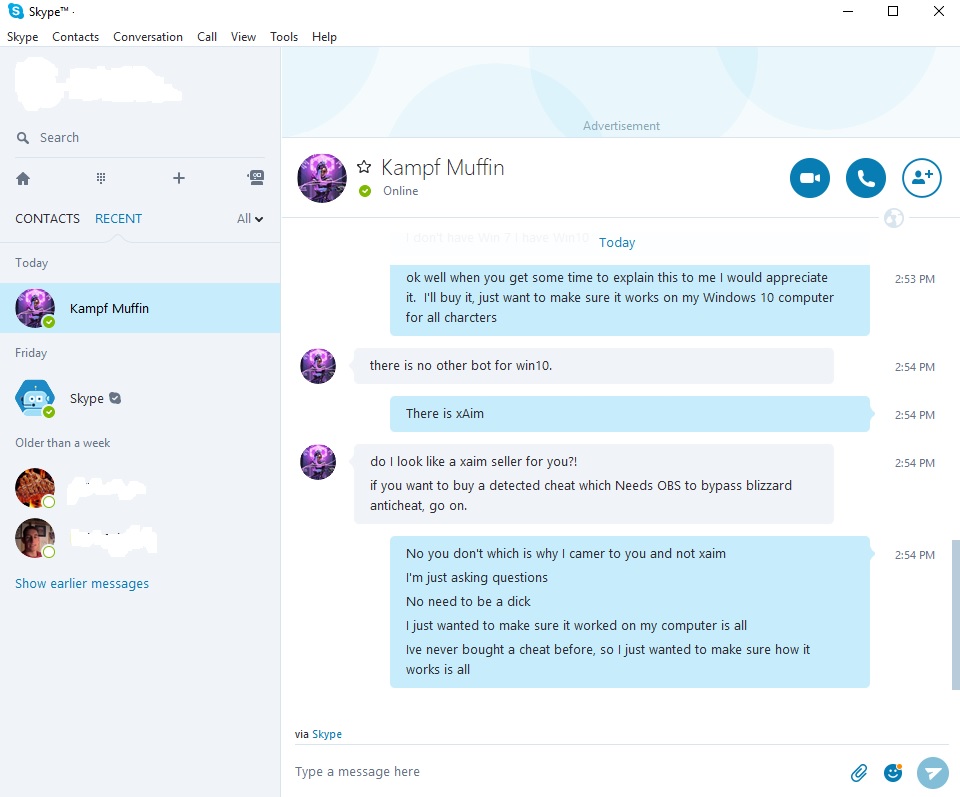 MuffinShop &lt;&gt; Aimbot &amp; Account store &lt;&gt; OW, H1Z1, PUBG Cheats &lt;&gt; CHEAP!-skype-conversation-jpg