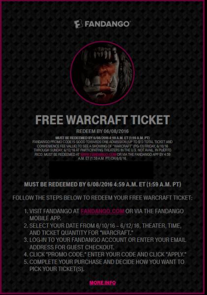 Warcraft Movie Ticket through Fandango, see post for usage limits-warcraft-jpg