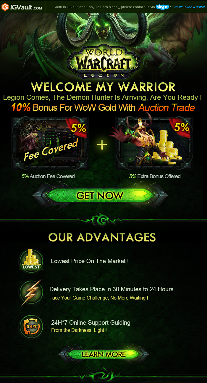 5% Bonus For All WOW Gold Orders, Lowest Market Price at IGVault!-jpg