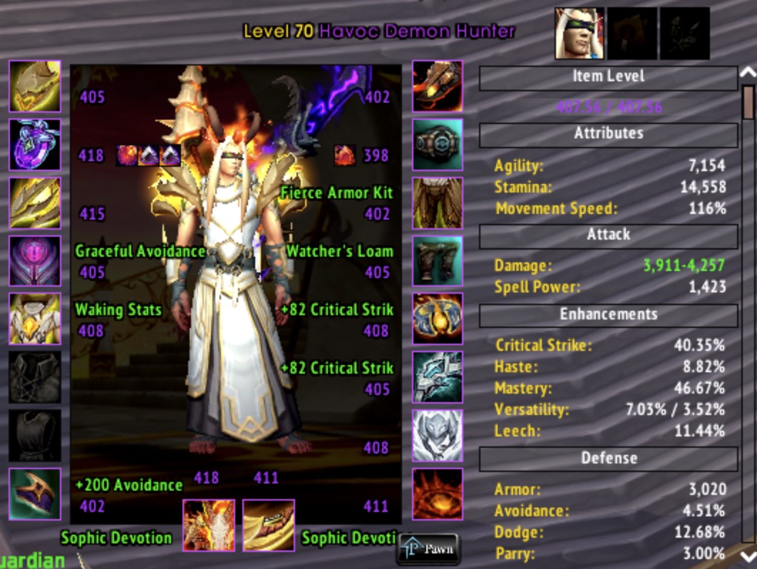 Demon Hunter lvl 70 Blood Elf 407 ilvl Havoc Spec+ 4 tier set+ 2100 M+ Score [Dragonflight]-dh-jpg