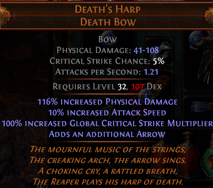 Hardcore- americas- poe currency &amp; uniques-deathharpsbow-png