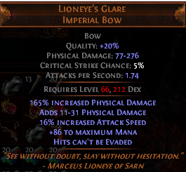 Lioneye's Glare Unique Weapon - Price depends on roll and sockets and links-76576460-png