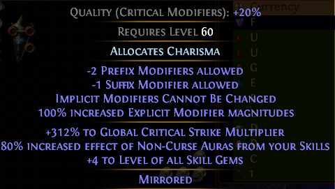 POE 1 Standard- Reflective mist amulet (312% crit multi - 80% aura effect- +4 all skill gems)-screenshot-2025-06-21-013659-png